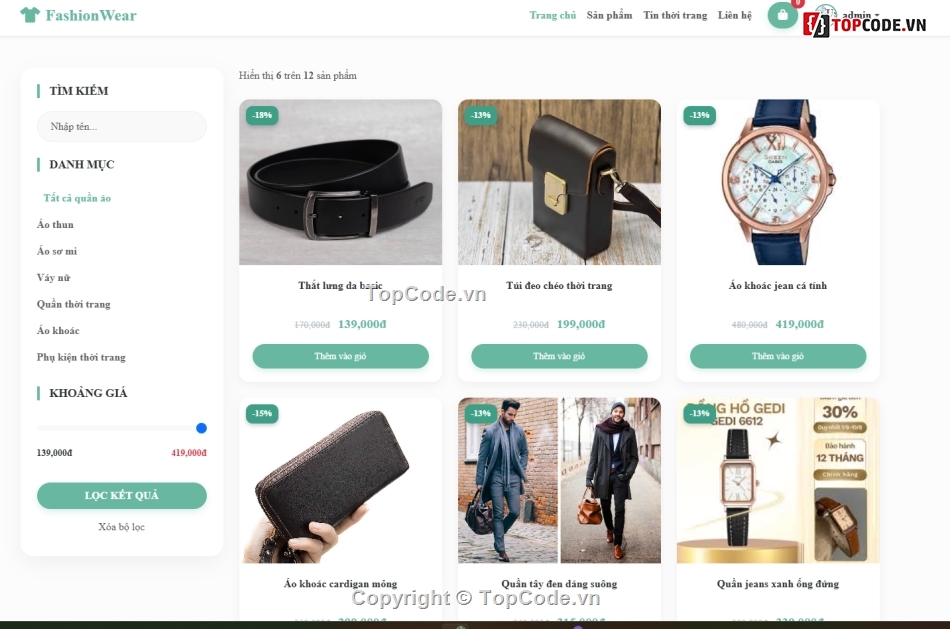 web bán quần áo,web bán thời trang,website thời trang
